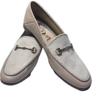 Sam Edelman Women's‎ Loafers Beige Textile Fabric Horsebit Slip On Shoes